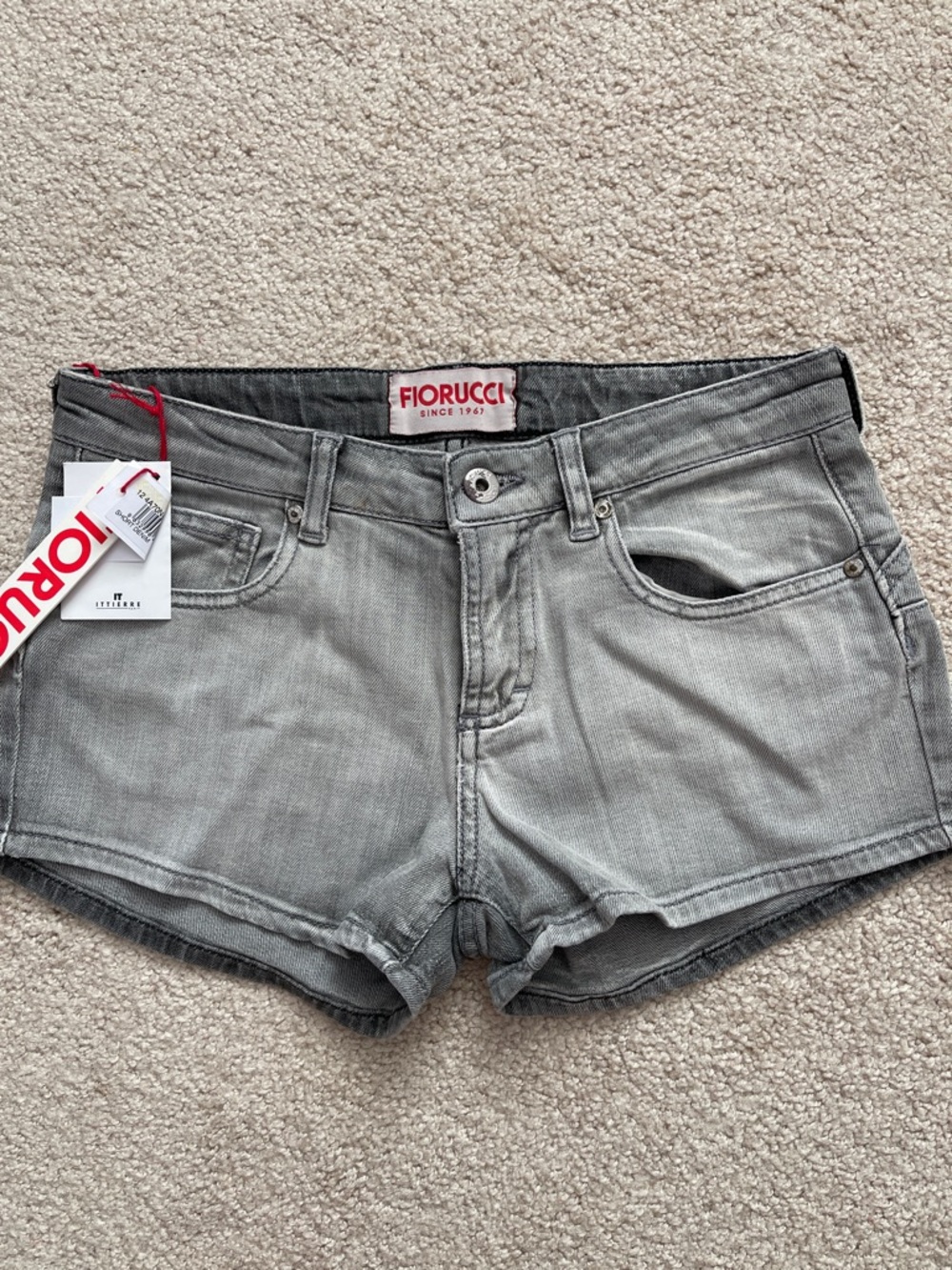 Fiorucci Light Gray Denim Short Shorts